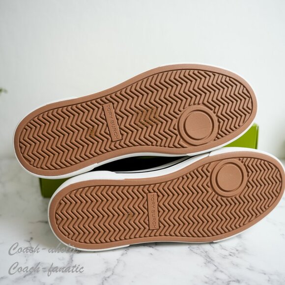 NIB Tory Burch Signature Color Block Platform Leather Sneaker Shoes in Black - Picture 9 of 12